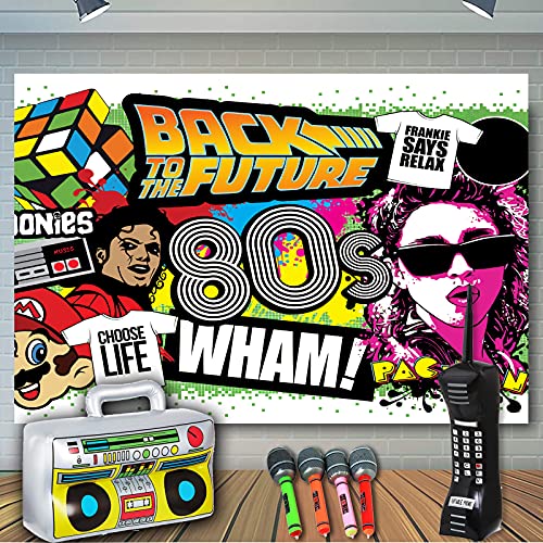 GOBFTXDT 7pcs 80s Theme Backdrop Hip Hop Graffiti Back to 80s Party Banner  Background 5*