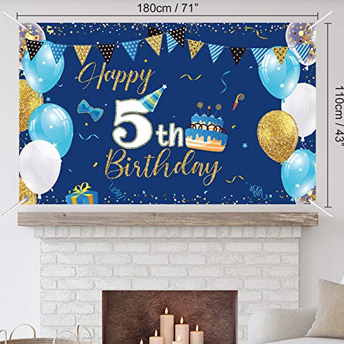HAMIGAR Geburtstagsbanner „Happy 5th Birthday“ – 1,8x1,2 M, Bunt, Inkl. Aufhängeband