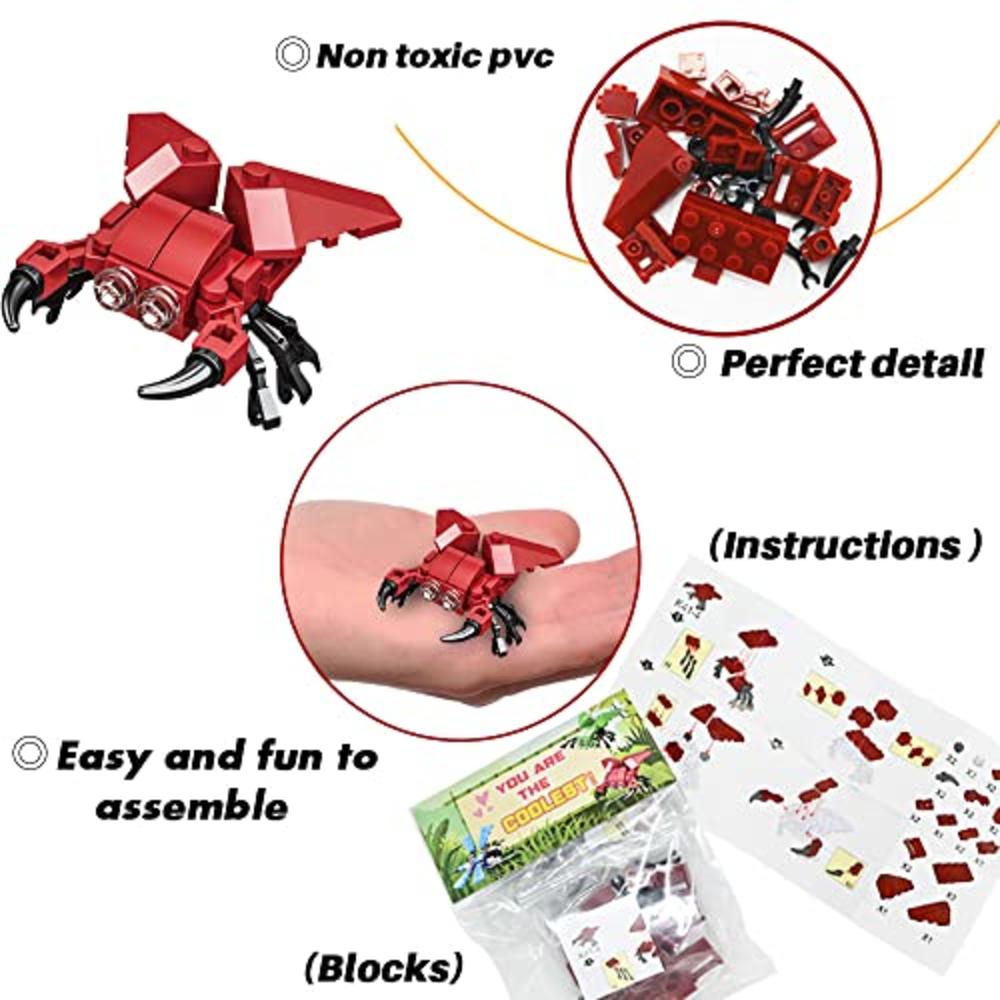 WODMAZ Valentines Day Cards for Kids, 24 Packs Valentine Insect Building Blocks Gift Greeting Cards Set for School Classroom Exchange P