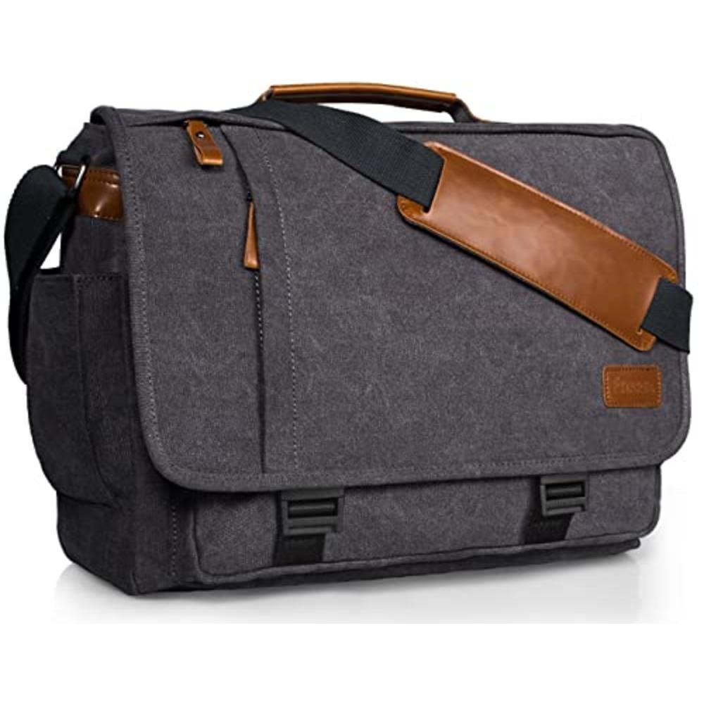Estarer Computer Messenger Bag Water-resistance Canvas Work Bag Briefcase Laptop Shoulder Bag Satchel 15.6 inch New Version