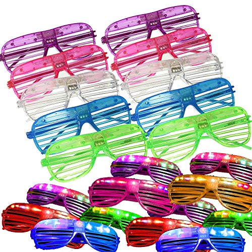 oceanwings LED Glasses Glow in the Dark Party Favors Supplies for Kids 24 Pack Flashing Plastic Light Up Glasses Toys Bulk 3 Replaceable Ba