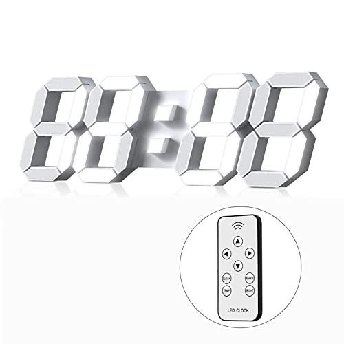 CardKing 3D LED Digital Wall Clock Large Night Light Alarm Clock Office Bedroom Living Room Office time/Date/Temperature Color Display Br
