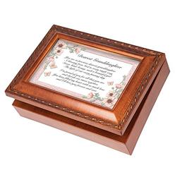 Cottage Garden Dearest Granddaughter Wood Finish Jewelry Music Box Plays Tune You Are My Sunshine