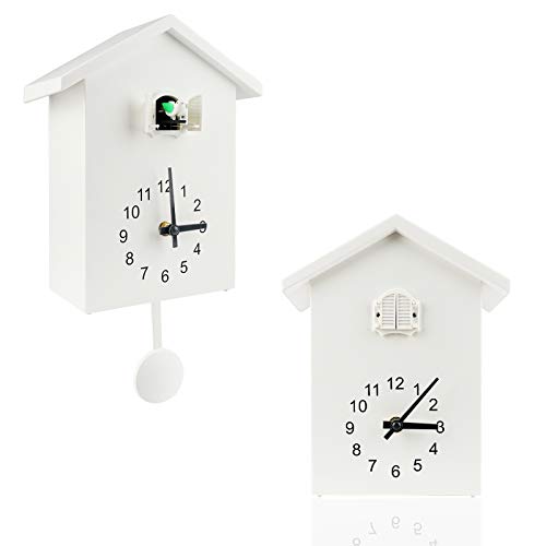 Keypower Cuckoo Clock Cuckoo Wall Clock, Natural Bird Voices Or Cuckoo Call, Design Clock Pendulum, with Timed Alarm Clock,Bird House, Wa