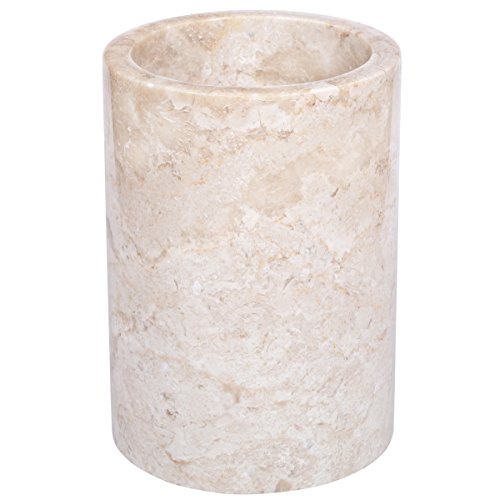 Creative Home Natural Champagne Marble Multi-Functional Tool Crock, 5" Diameter x 7" H, Beige Color