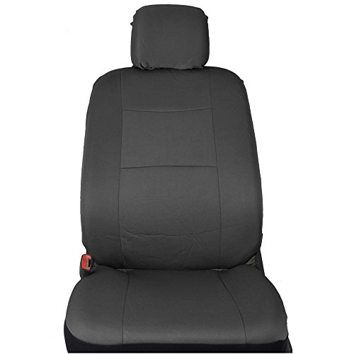 BDK PolyPro Car Seat Covers Full Set in Solid Charcoal – Front and Rear Split Bench Seat Protectors, Easy to Install, Universal 
