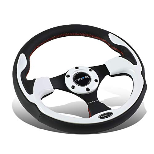 NRG Innovations RST-001WT Reinforced Steering Wheel (320mm Sport Steering Wheelwith White Trim)