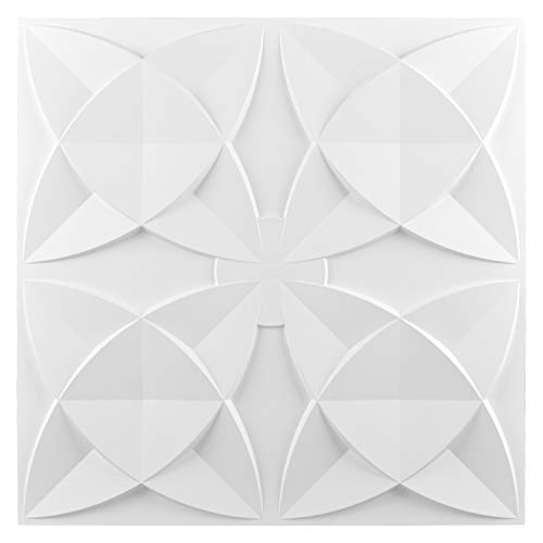 Art3d Decorative Ceiling Tile 2x2 Glue up, Suspended Ceiling Tile Pack of 12pcs White Floral