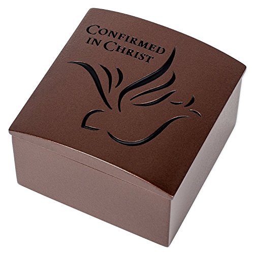 Roman Confirmed in Christ Confirmation Dove Bronze Resin Stone Jewelry Rosary Keepsake Box