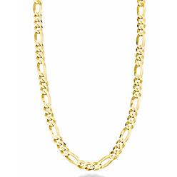 Miabella Solid 18K Gold Over Sterling Silver Italian 5mm Diamond-Cut Figaro Link Chain Necklace for Women Men, 16, 18, 20, 22, 2