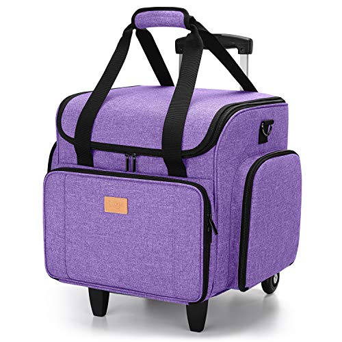 Luxja Sewing Machine Case with Detachable Dolly, Sewing Machine Tote with Removable Bottom Pad (Patent Pending), Purple