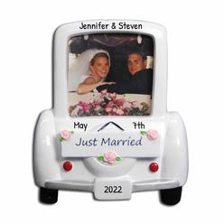 Ornaments by Elves Personalized Wedding Ornaments - Mr Mrs Ornaments 2022 - Wedding car Picture Frame Ornament, Our First christmas Married Ornamen