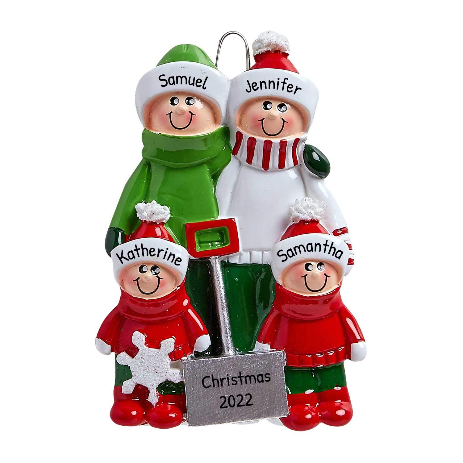 Ornaments by Elves Personalized Family Ornament 2022 - Family of Four christmas Ornaments 2022 - Snow Family Ornaments 2022 Family of 4 Snow Orname