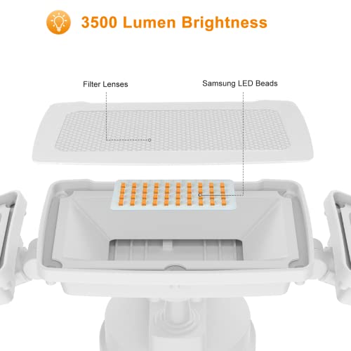 LEPOWER Dusk to Dawn LED Security Light Outdoor, 3500LM LED Flood Light with Photocell, 35W/3000K, IP65 Waterproof, 3 Head, ETL 