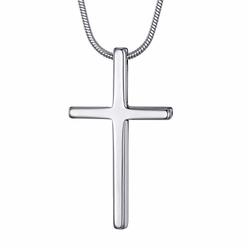 MOO&LEE Tungsten Carbide Simple Cross Necklace for Men Women Boys and Girls, Unisex Pendant with Stainless Steel Snake Chain (24