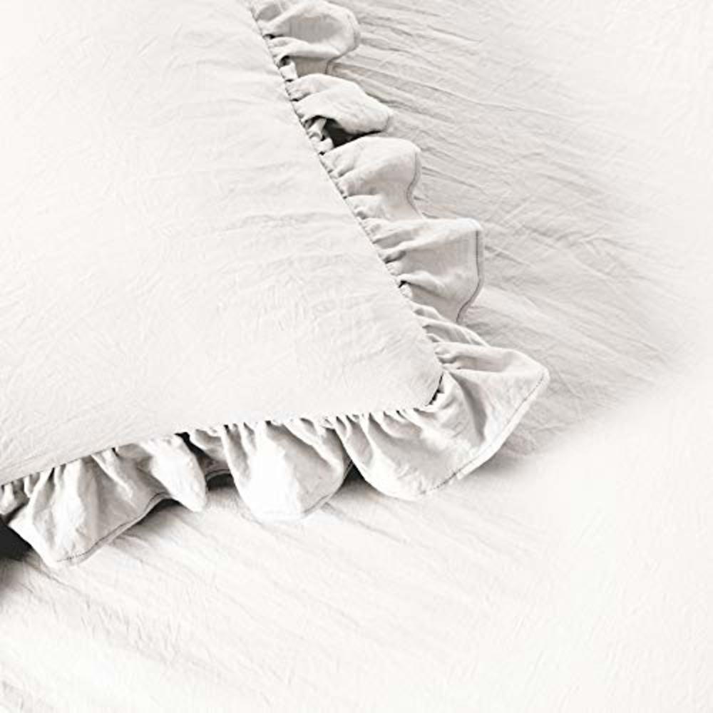 Lush Decor 16T002846 Ruffle Skirt Bedspread White Shabby Chic Farmhouse Style Lightweight 3 Piece Set, Queen