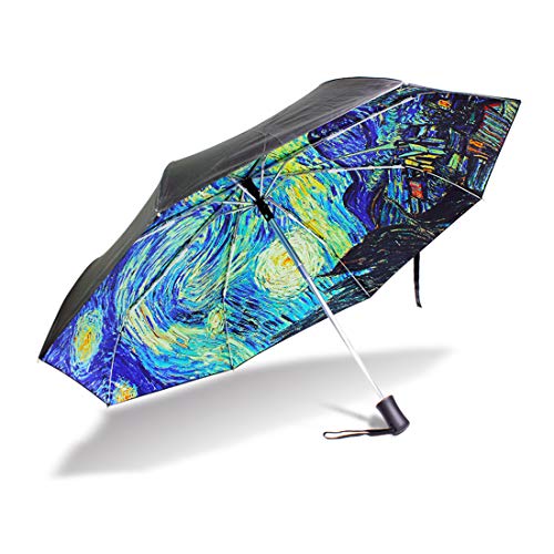 BoruiHengs YZGO Van Gogh Umbrella Starry Night Sun UV Protection Compact Umbrella Lightweight Auto Open Close Windproof Travel Umbrella for