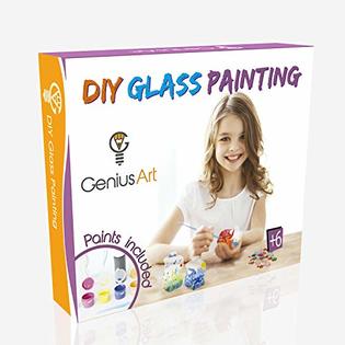 Genius Art DIY Glass Painting - Arts and Crafts Kit for Girls and Boys -  Gifts for 5 6 7 8 9 10 11 12 Year Old Girl - Hottest To