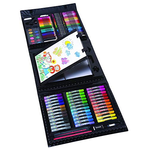 Art 101 USA Budding Artist 154 Pc Junior Artist Trifold Easel Art Set,  Includes markers, crayons, oil pastels, watercolor paints