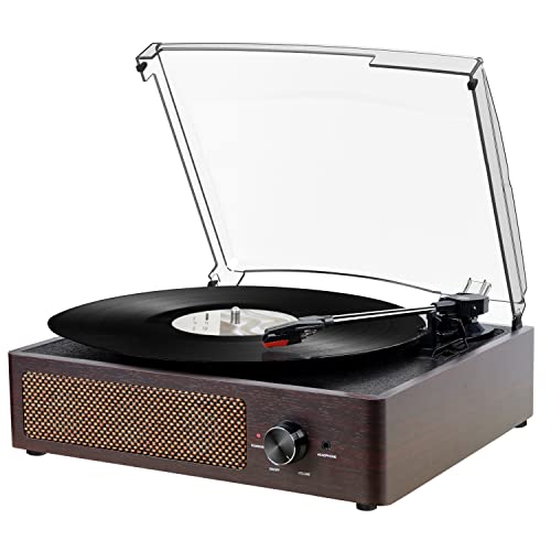 KEDOK Vinyl Record Player Turntable with Built-in Bluetooth Receiver & 2 Stereo Speakers, 3 Speed 3 Size Portable Retro Record Player