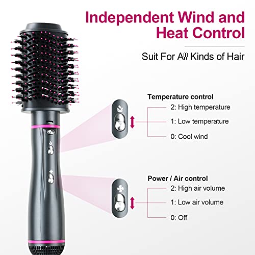 Wechip Hair Dryer Brush, 4 in 1 Detachable Hair Dryer and Volumizer Hot Air Brush, Negative Ionic Hot Air Kit Blow Dryer Brush for Hair