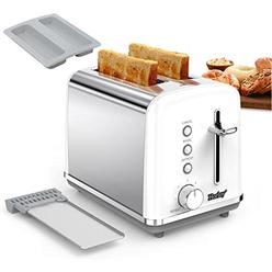 Horloy Stainless Steel Toaster 2 Slice compact Toaster Extra Wide Slots with Dust cover & Removable crumb Tray, cancelBagelDefro