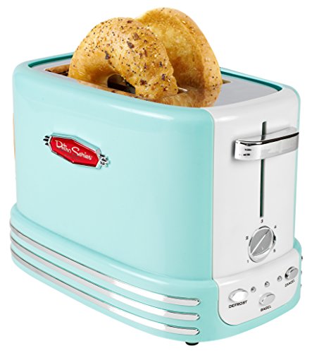 Nostalgia RTOS200AQ New and Improved Retro Wide 2-Slice Toaster Perfect For Bread, English Muffins, Bagels, 5 Browning Levels, W