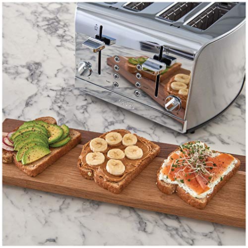 KRUPS KH734D Breakfast Set 4-Slot Toaster with Brushed and Chrome Stainless Steel Housing, 4-Slices with Dual Independent Contro