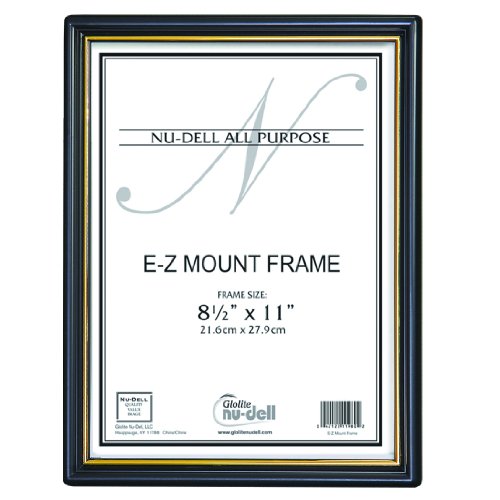 NuDell (18) 8.5" x 11" Economy EZ Mount Document Frame with Plastic Face VALUE PACK, Black w/ Gold Trim