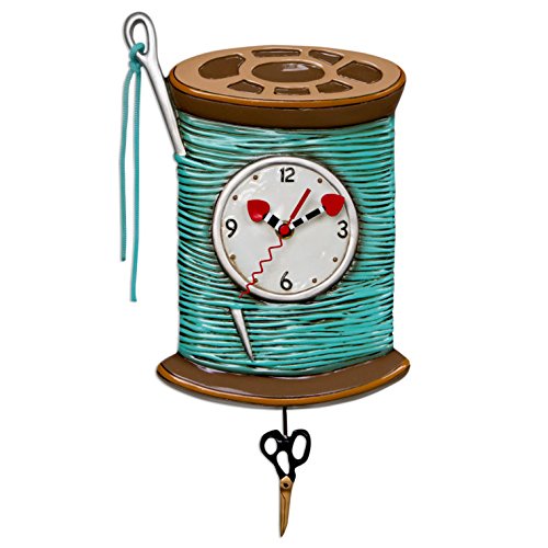 Allen Designs "Needle & Thread" Whimsical Sewing Pendulum Wall Clock