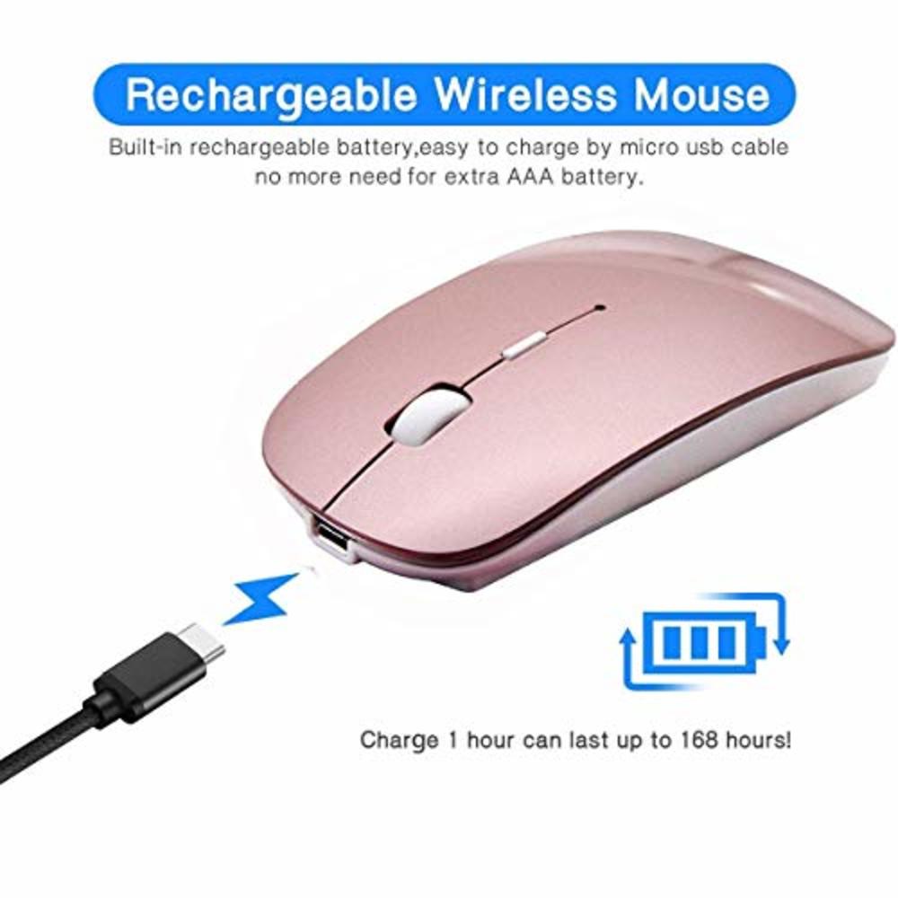 ZERU Bluetooth Mouse Rechargeable Wireless Mouse for MacBook Pro,Bluetooth Wireless Mouse for Laptop PC Computer (Rose Gold)