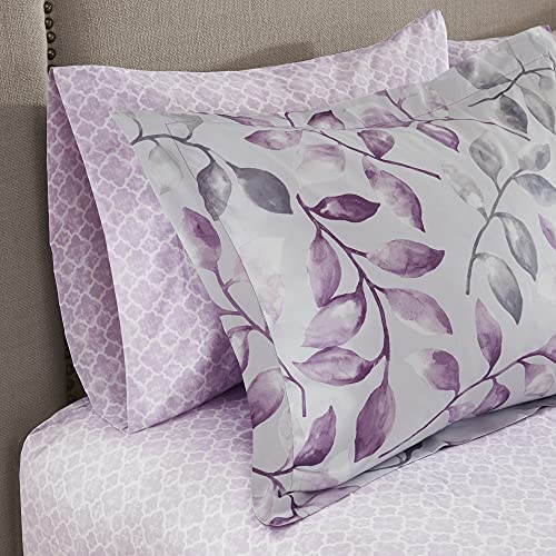 Madison Park Essentials Cozy Bed in A Bag Comforter with Complete Cotton Sheet Set - Trendy Floral Design, All Season Cover, Dec