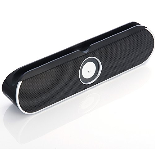 CableWholesale Portable Bluetooth and 3.5mm Input Speaker with Kickstand and Slot to Hold Phone or Tablet.