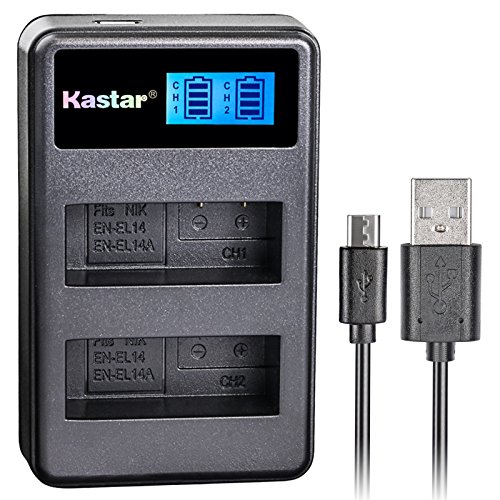 Kastar Hand Tools Kastar LCD Dual Slim Charger for Nik EN-EL14, EN-EL14a, ENEL14, ENEL14a and Nik D3100 D3200 D3300 D5100 D5200 D5300 D5500 DF, Co