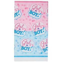 Amscan Girl or Boy Plastic Tablecover Table Cover, 54" x 102", Multicolor