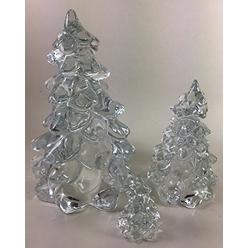 Rosso Glass 3 Piece Holiday Glass Christmas Tree Set - Mosser USA (Crystal)