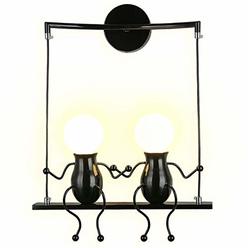 SOUTHPO LED Wall Light Fixtures Creative Double Little People Mini Wall Sconces Lighting Modern Decor Adjustable Swing Metal Bed