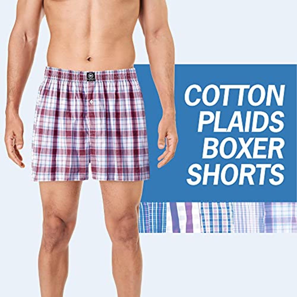B S BADGER SMITH Badger - Mens Boxer Shorts, Comfortable Cotton Boxers, 100% Cotton Checks Multicolor
