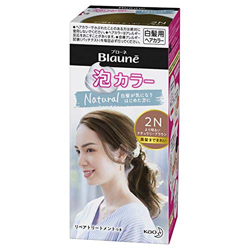 Kao Blaune Bubble Hair Color For Gray Hair - 2N Brighter Naturally Beige (Green  Tea Set)