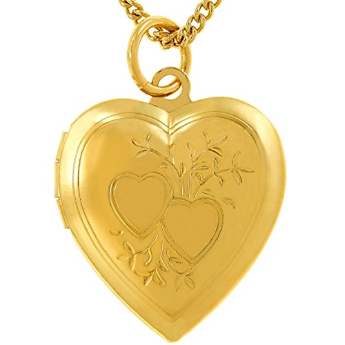 LIFETIME JEWELRY Photo Locket for Women and Girls [ Two Hearts ] - 20X More Real 24k Gold Plating Than Other Heart Locket Neckla