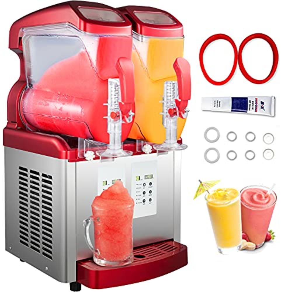 VBENLEM Slushy Machine 2x6L Double Tank Frozen Drink Machine 1000W Margarita Smoothie Frozen Drink Maker LED Display Soft Ice Cr