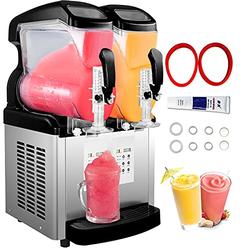 VBENLEM 110V 2 in 1 Commercial Slushy Machine 2x6L Temperature -10? to 5? Soft Ice Cream Maker 1300W LED Display Automatic Clean