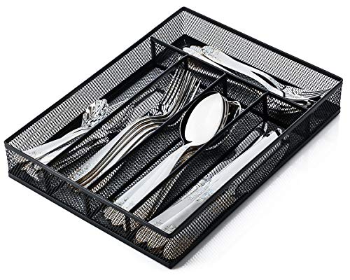  Jane Eyre  JANE EYRE Utensil Drawer Organizer, cutlery Tray Silverware Flatware Storage Divider for Kitchen, Mesh Wire with Non-slip Foam F