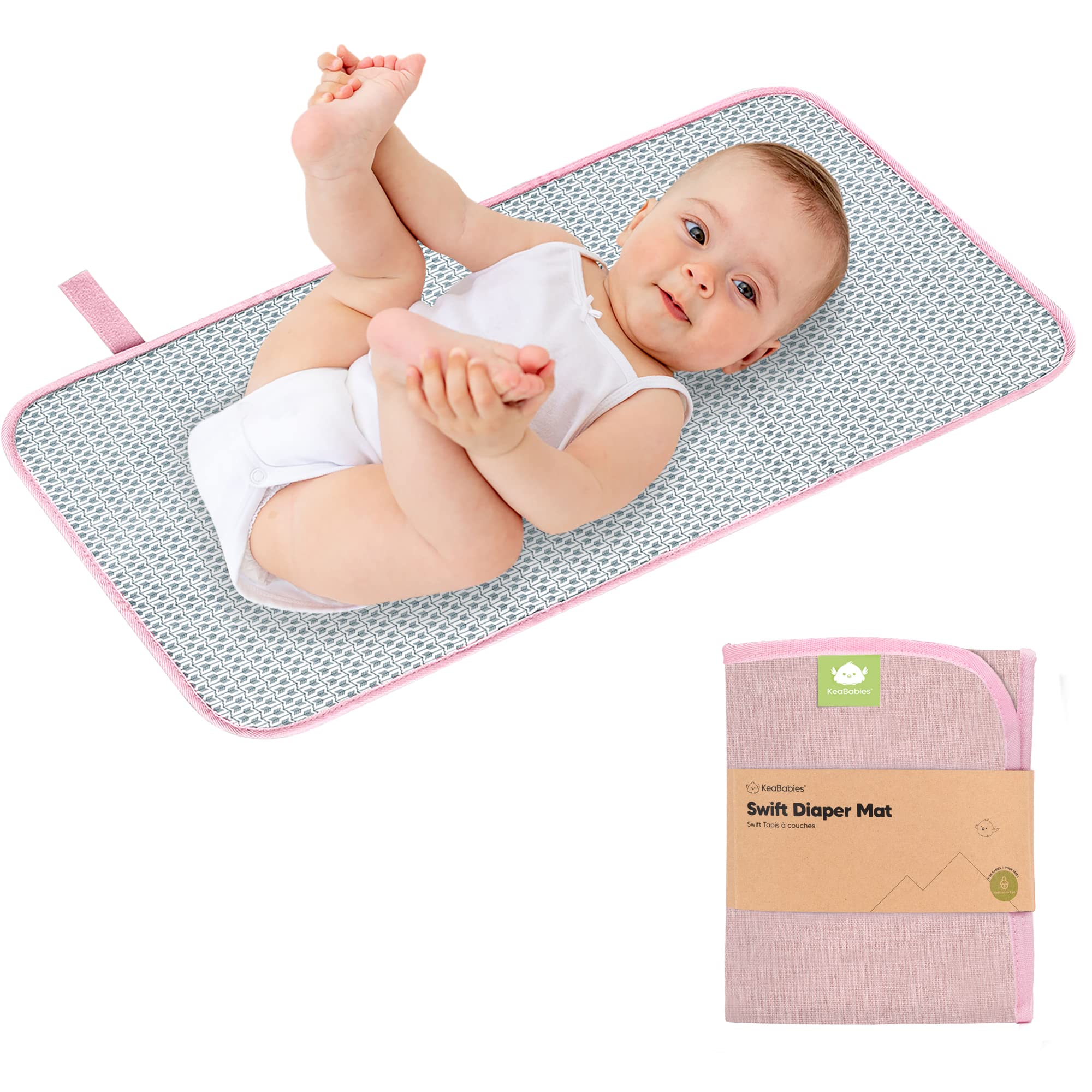 KeaBabies Portable Diaper changing Pad - Waterproof Foldable Baby changing Mat - Travel Diaper change Mat - Lightweight changing Pads for