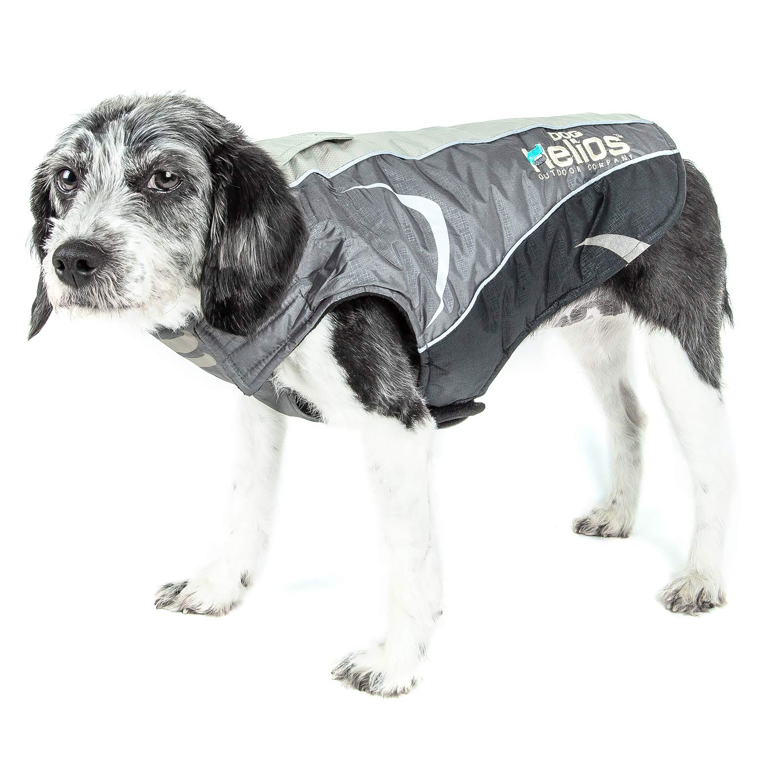 Dog Helios DOgHELIOS Altitude-Mountaineer Wrap-Velcro Protective Waterproof Pet Dog coat Jacket w Blackshark Technology, Large, Black, grey
