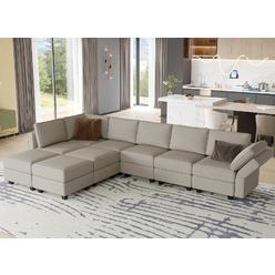 Belffin Modular Sectional Sofa couch with Reversible Double chaises Velvet L Shaped Sectional couch convertible Sectional Sofa w