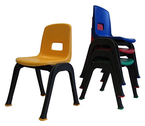 Drake corp D130 set of 4 Kid chair 12&#34&#34 multicolor gray frames one blue one red one yellow one green seats recommended for