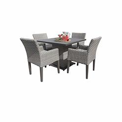 TK classics FLORENcE-SQUARE-KIT-4Dcc-gREY Florence Square Table with 4 chairs Outdoor Wicker Patio Dining Sets grey