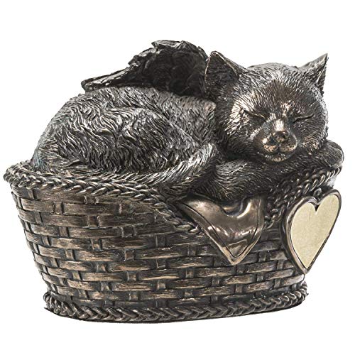 Amazing giftImpact Pet Memorial Angel cat Sleeping in Basket cremation Urn Bronze Finish Bottom Load 30 cubic Inch