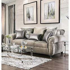 Furniture of America Sinatra Silver Fabric Sofa (Oversized) by Furniture of America